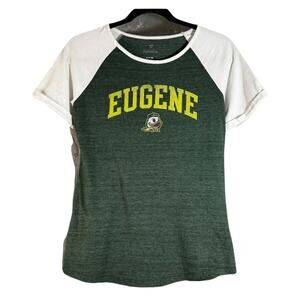 Fanatics Oregon Duck Eugene OR Fade Small Raglan Retro 70s Shirt Tee Green White